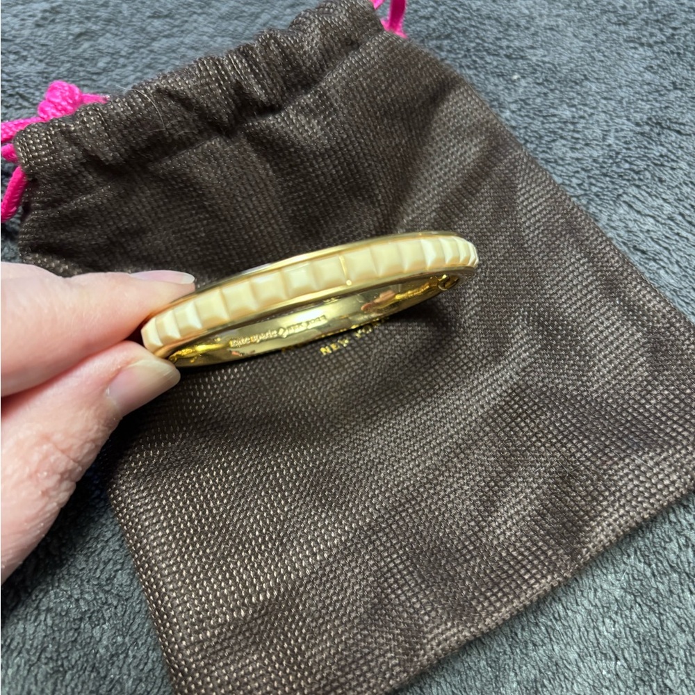 kate spade Cream and Gold Hinged Bangle Bracelet